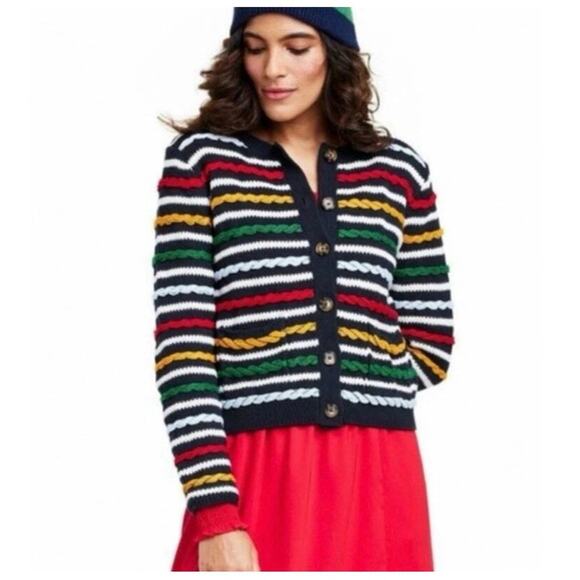 La Ligne x Target Sweater Navy Blue Striped Button Front Cardigan Size XS NWOT - Picture 1 of 12